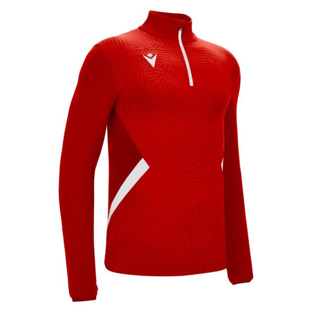 FRASER 1/4 ZIP TOP RED/WHT,L